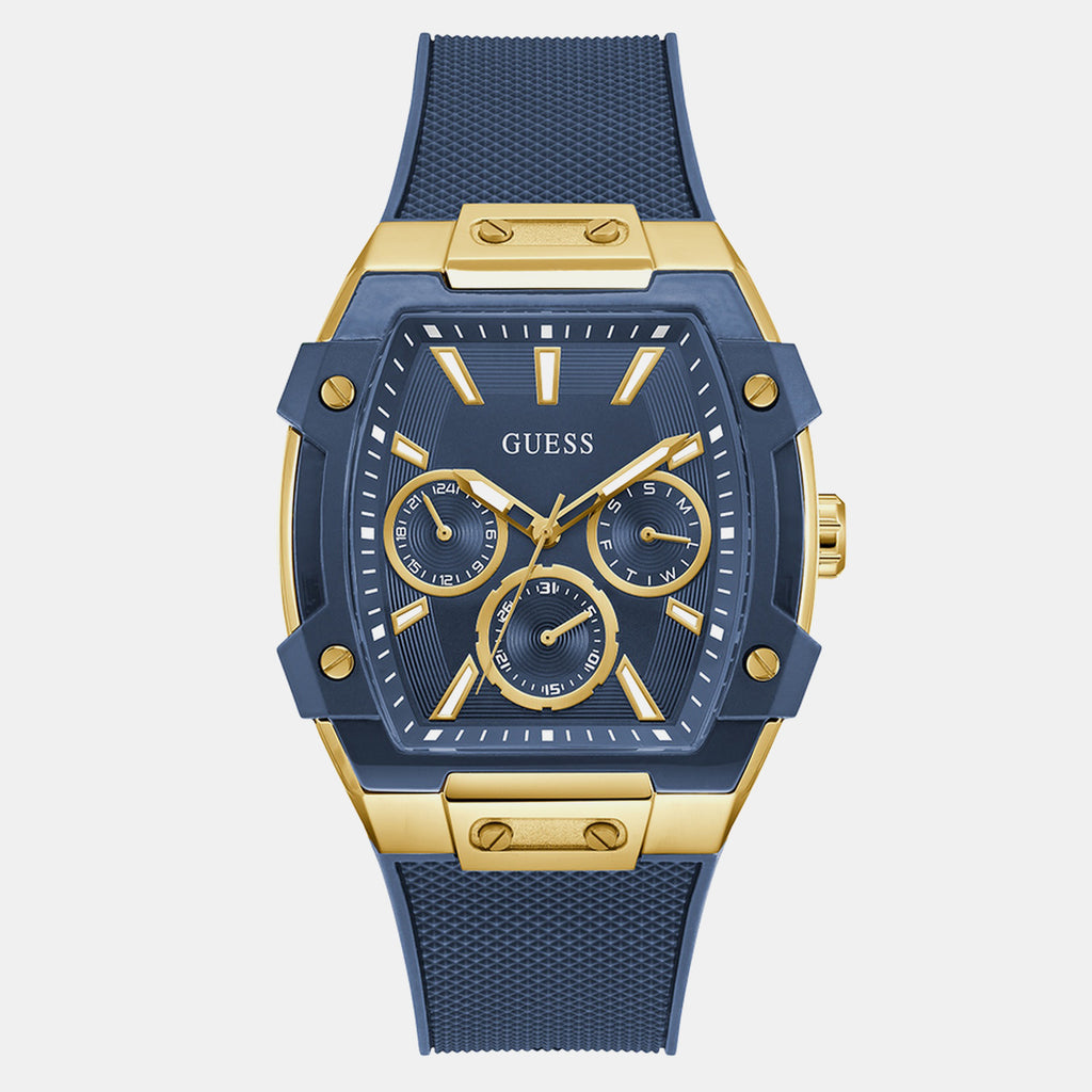 Men Quartz Blue Dial Multi-function Silicone Watch GW0956G5