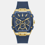 Men Quartz Blue Dial Multi-function Silicone Watch GW0956G5