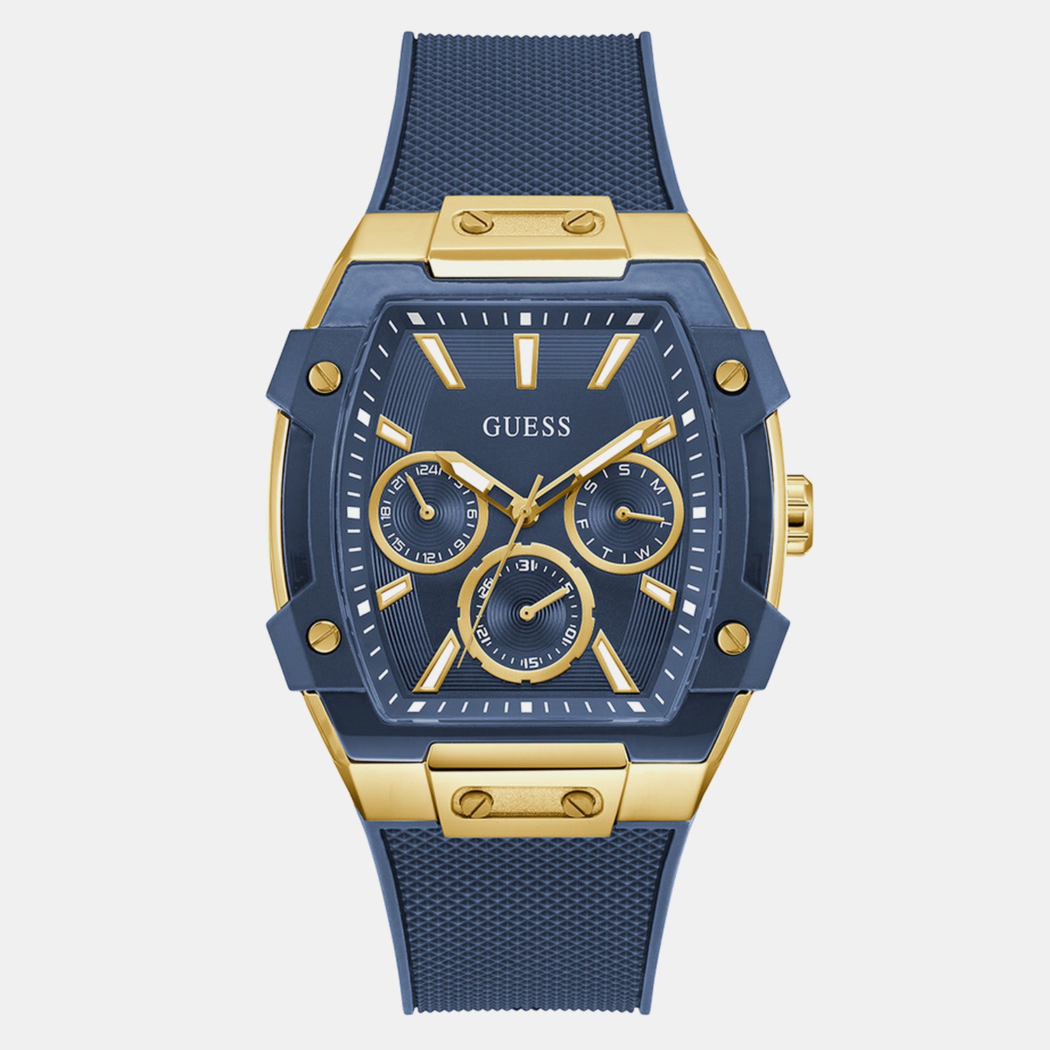 Men Quartz Blue Dial Multi-function Silicone Watch GW0956G5