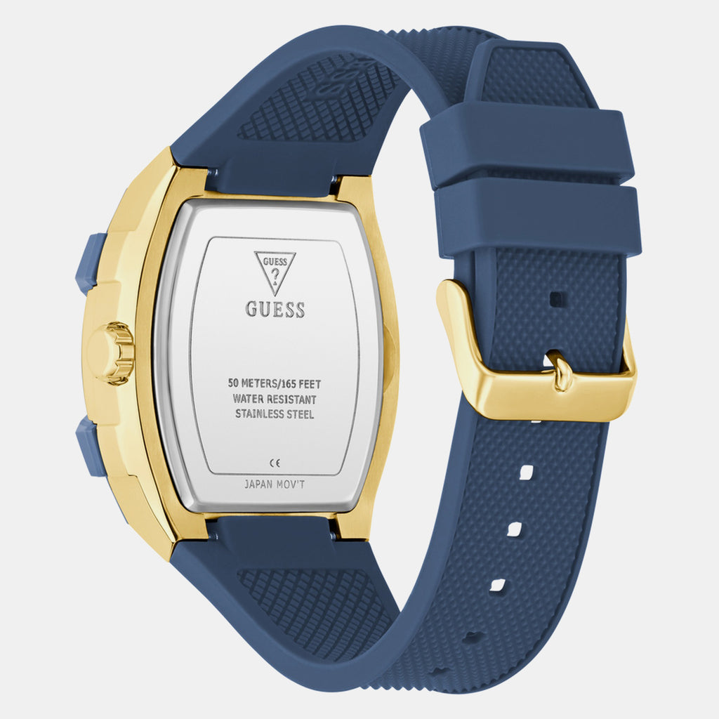 Men Quartz Blue Dial Multi-function Silicone Watch GW0956G5