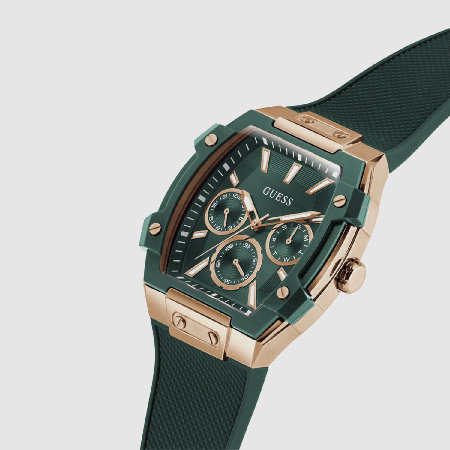 Men Quartz Green Dial Chronograph Silicone Watch GW0956G6