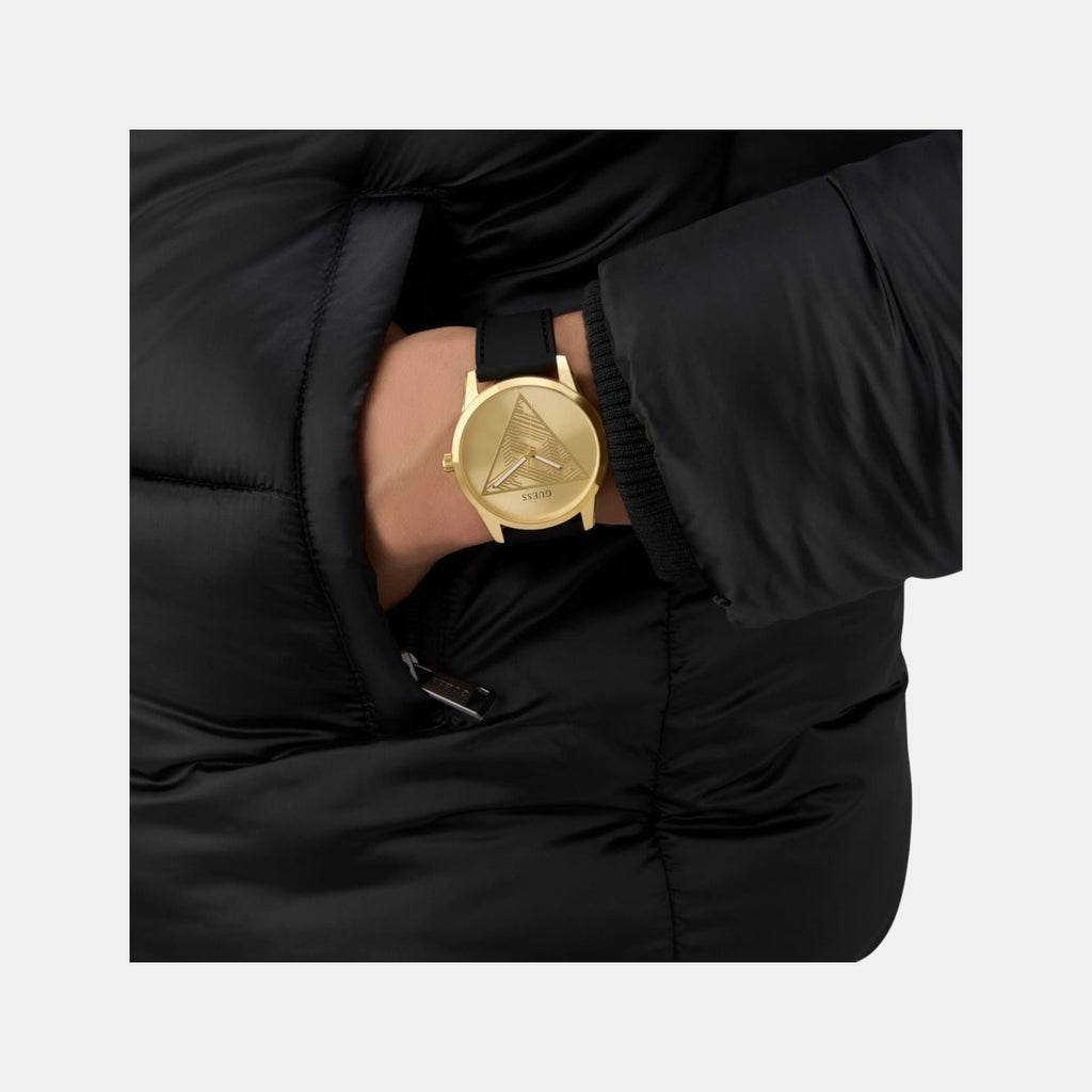 Clark Men Quartz Champagne Dial Analog Silicone Watch GW0957G2