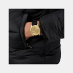 Clark Men Quartz Champagne Dial Analog Silicone Watch GW0957G2