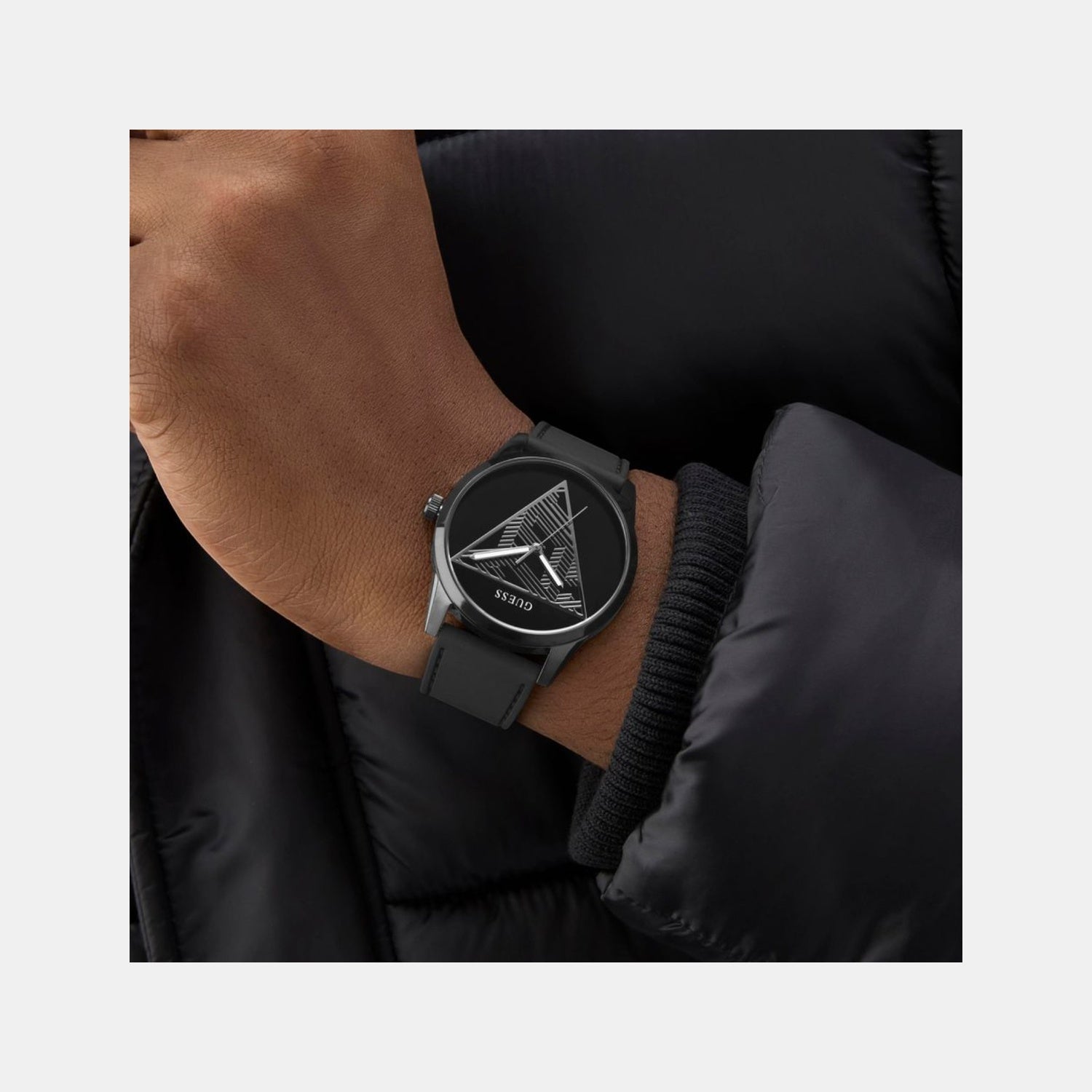 Clark Men Quartz Black Dial Analog Silicone Watch GW0957G3