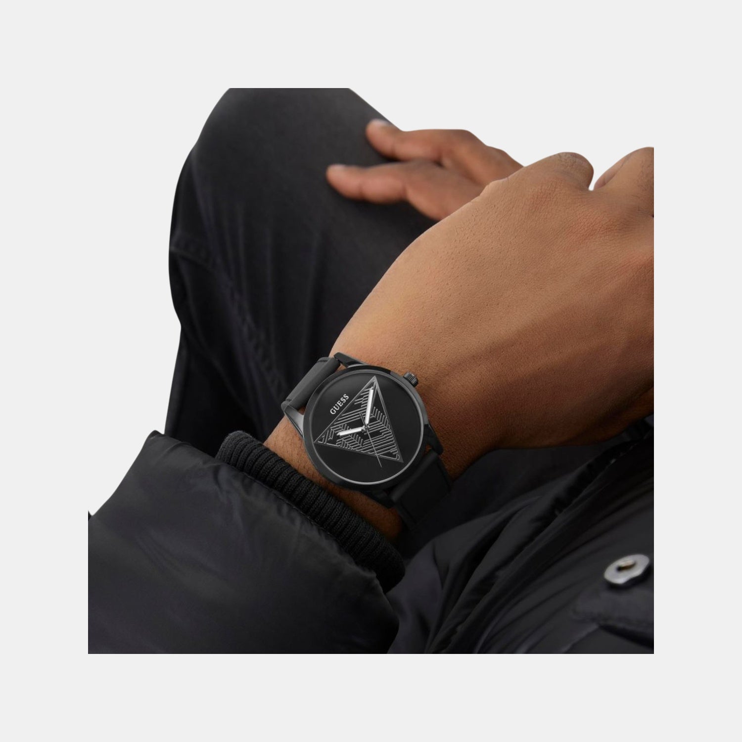 Clark Men Quartz Black Dial Analog Silicone Watch GW0957G3