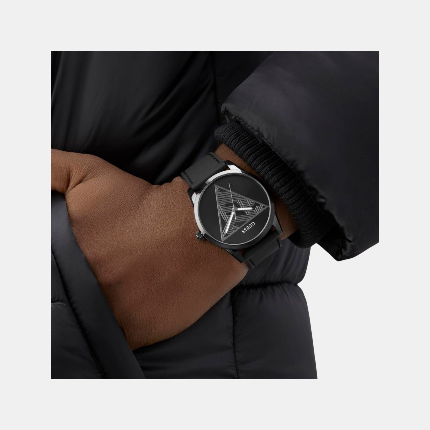 Clark Men Quartz Black Dial Analog Silicone Watch GW0957G3