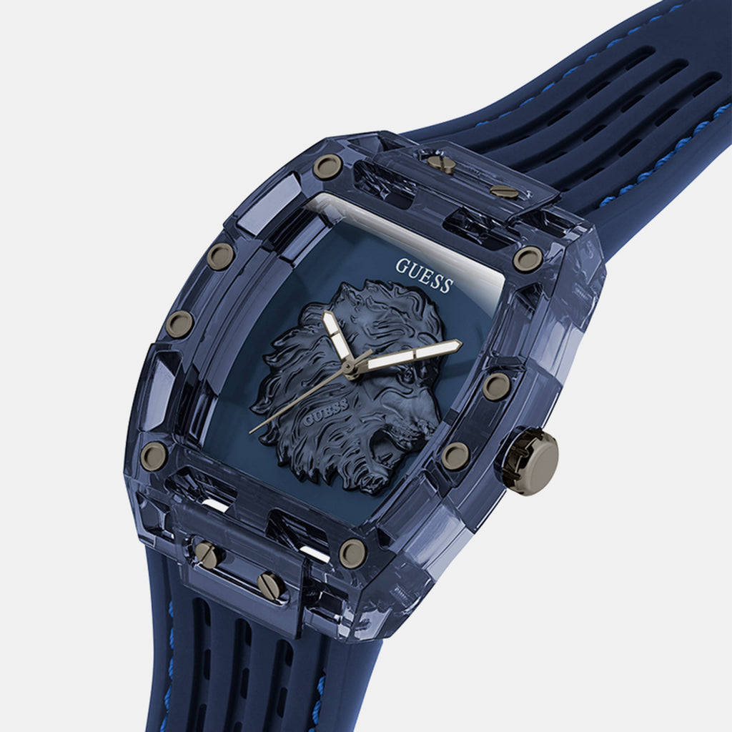 Men Quartz Blue Dial Analog Silicone Watch GW0959G1