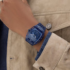 Men Quartz Blue Dial Analog Silicone Watch GW0959G1