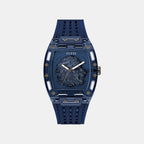 Men Quartz Blue Dial Analog Silicone Watch GW0959G1