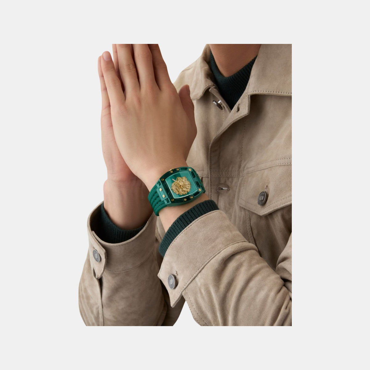 Gt Phoenix Men Quartz Green Dial Analog Silicone Watch Gw0959G2