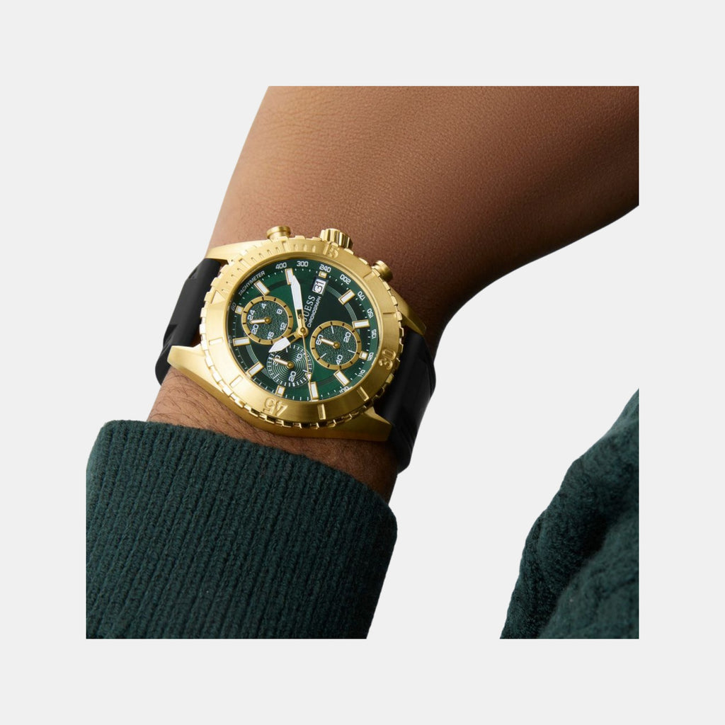 Sport Men Quartz Green Dial Chronograph Silicone Watch GW0967G2