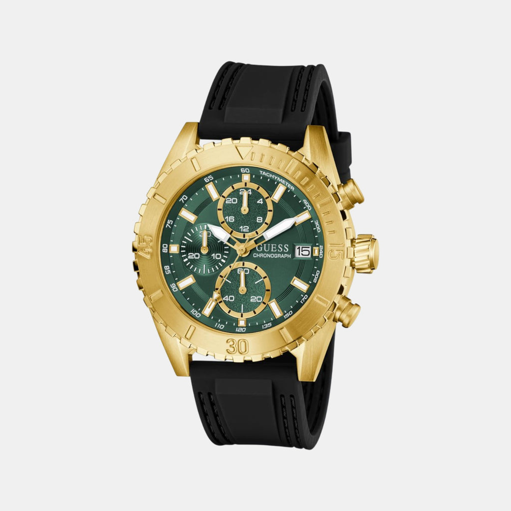 Sport Men Quartz Green Dial Chronograph Silicone Watch GW0967G2