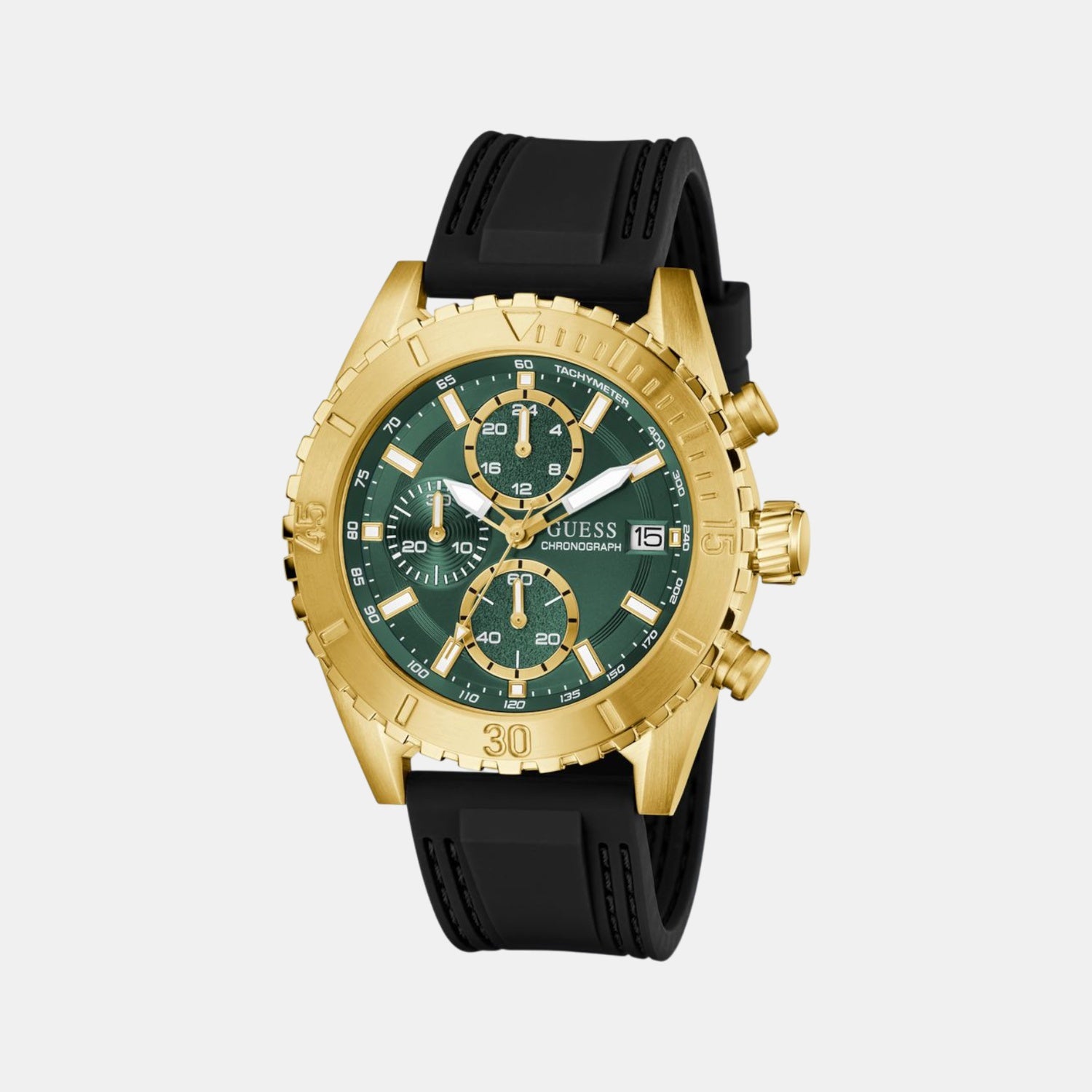Sport Men Quartz Green Dial Chronograph Silicone Watch GW0967G2