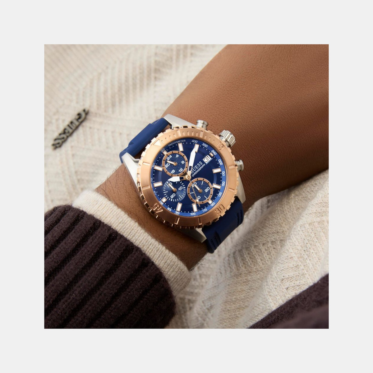 Gs Defender Men Quartz Blue Dial Chronograph Silicone Watch Gw0967G4