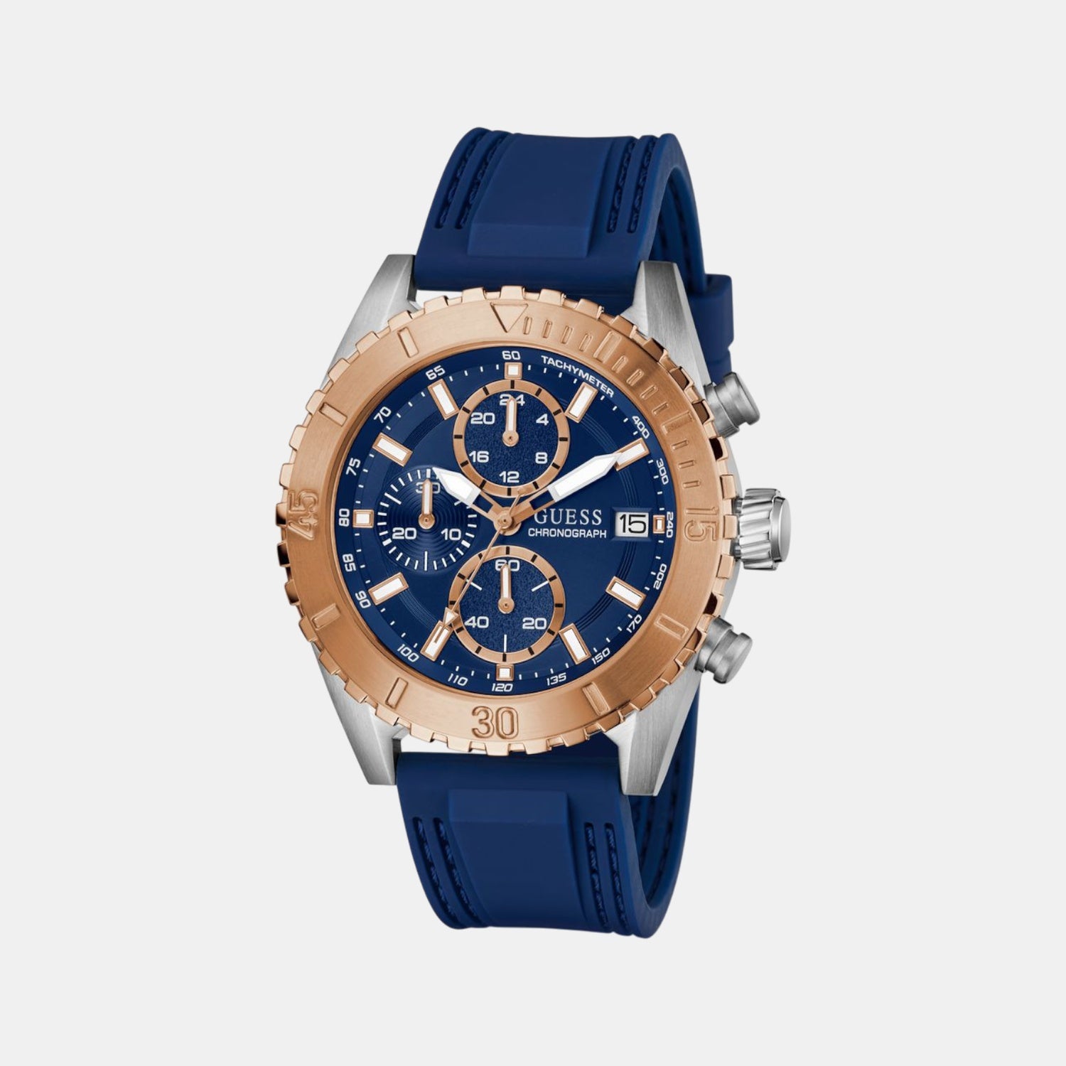 Sport Men Quartz Blue Dial Chronograph Silicone Watch GW0967G4