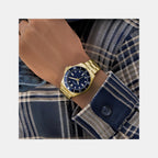 Cliff Men Quartz Blue Dial Analog Stainless Steel Watch GW0968G2