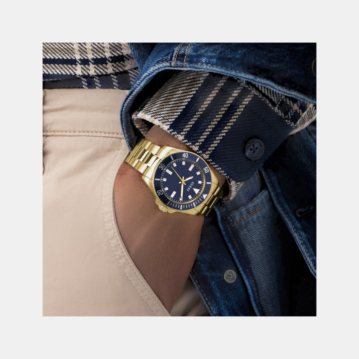 Gs Cliff Men Quartz Blue Dial Analog Stainless Steel Watch Gw0968G2