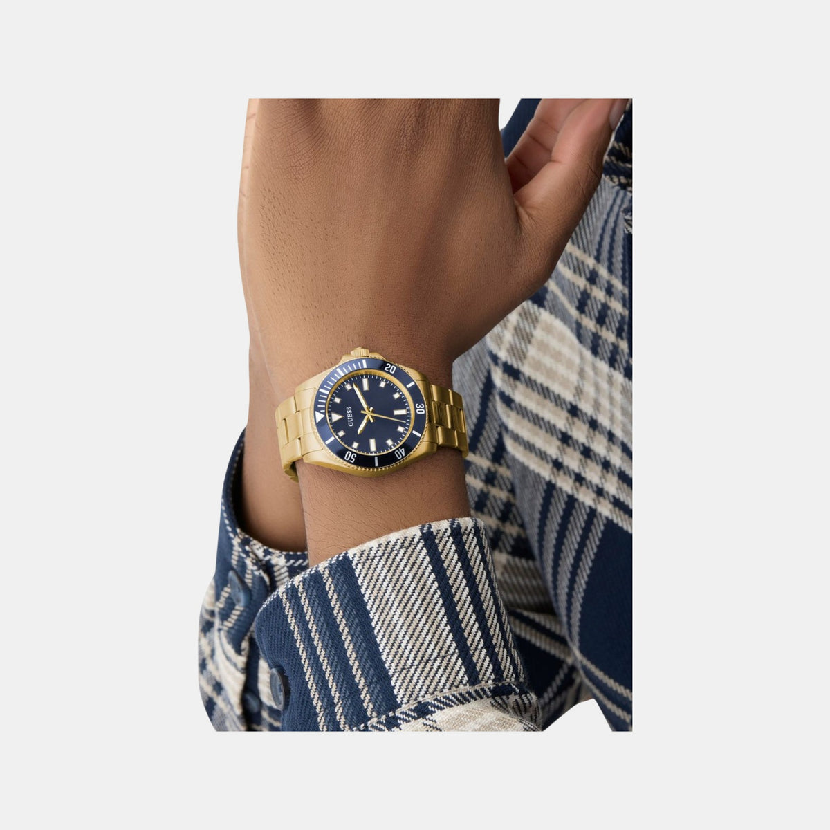 Gs Cliff Men Quartz Blue Dial Analog Stainless Steel Watch Gw0968G2