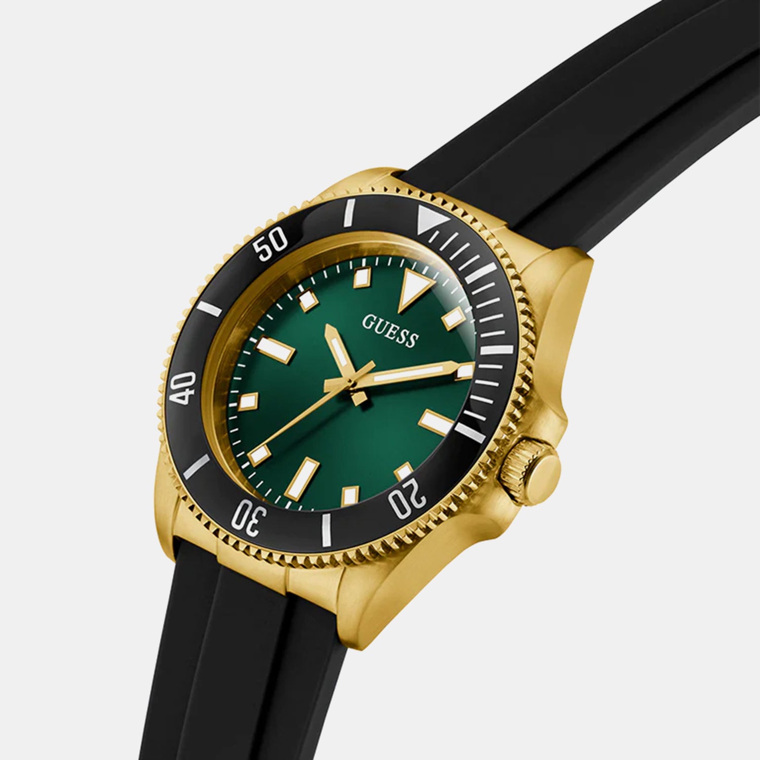 Guess Sport Men Quartz Green Dial Analog Silicone Watch GW0969G2