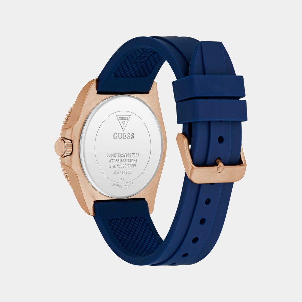 Guess Sport Men Quartz Blue Dial Analog Silicone Watch GW0969G3