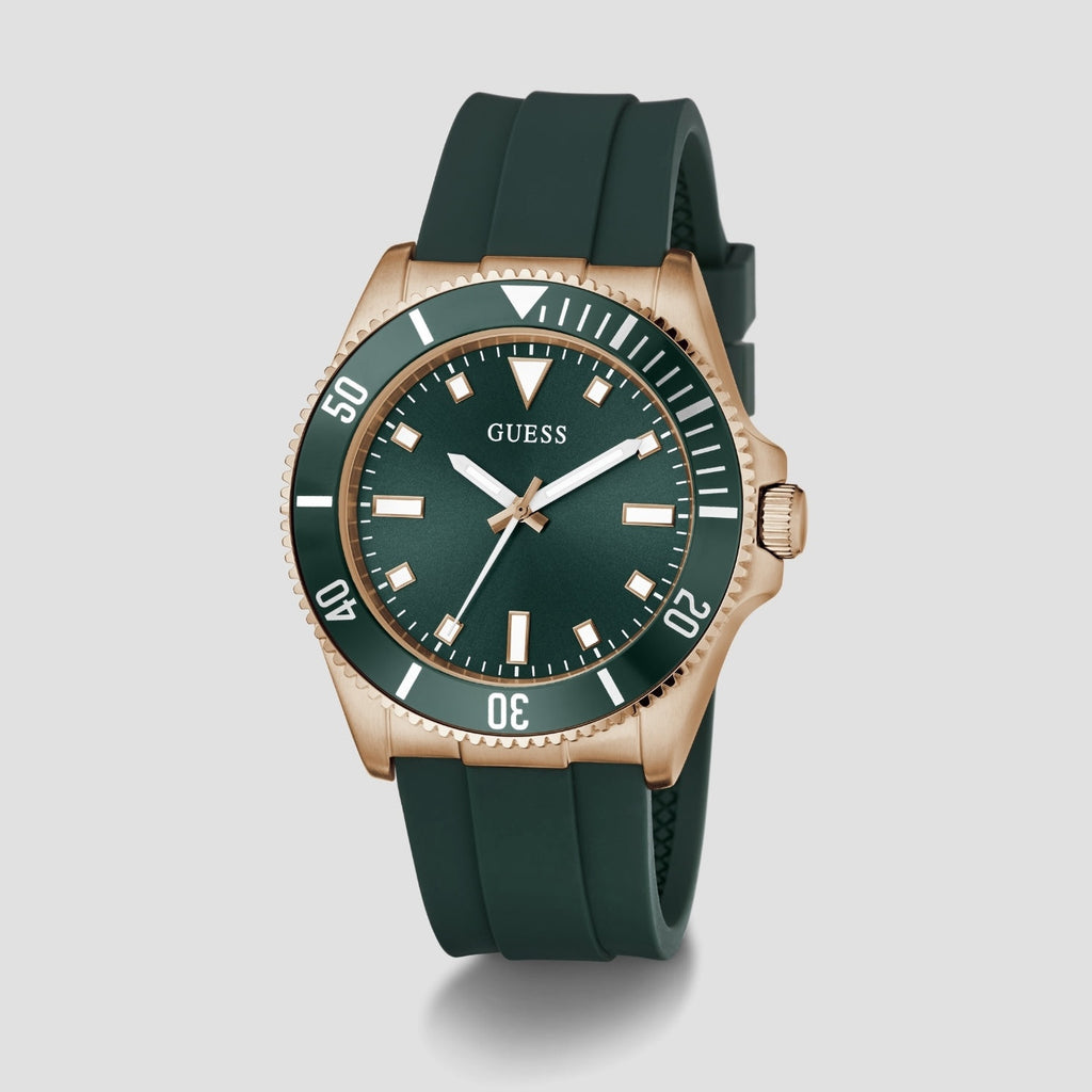 Men Quartz Green Dial Analog Silicone Watch GW0969G5