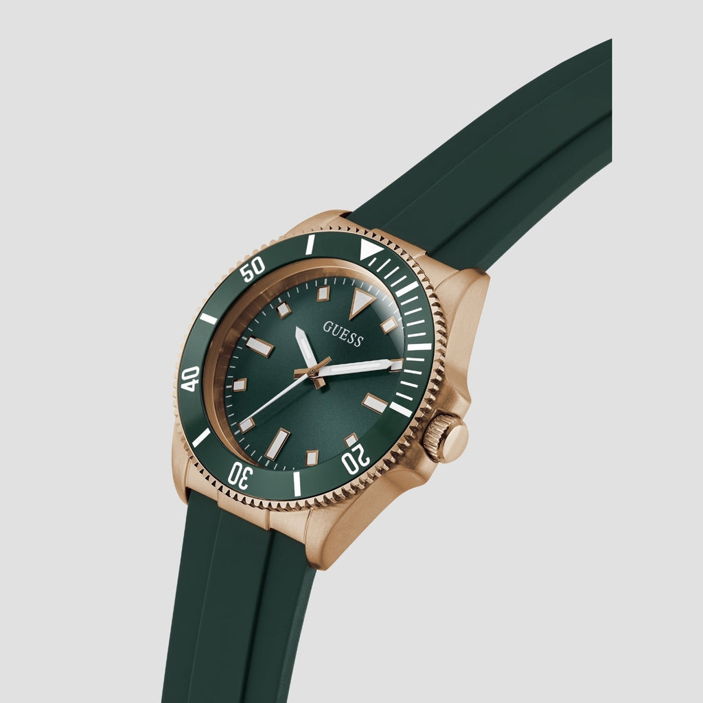 Men Quartz Green Dial Analog Silicone Watch GW0969G5