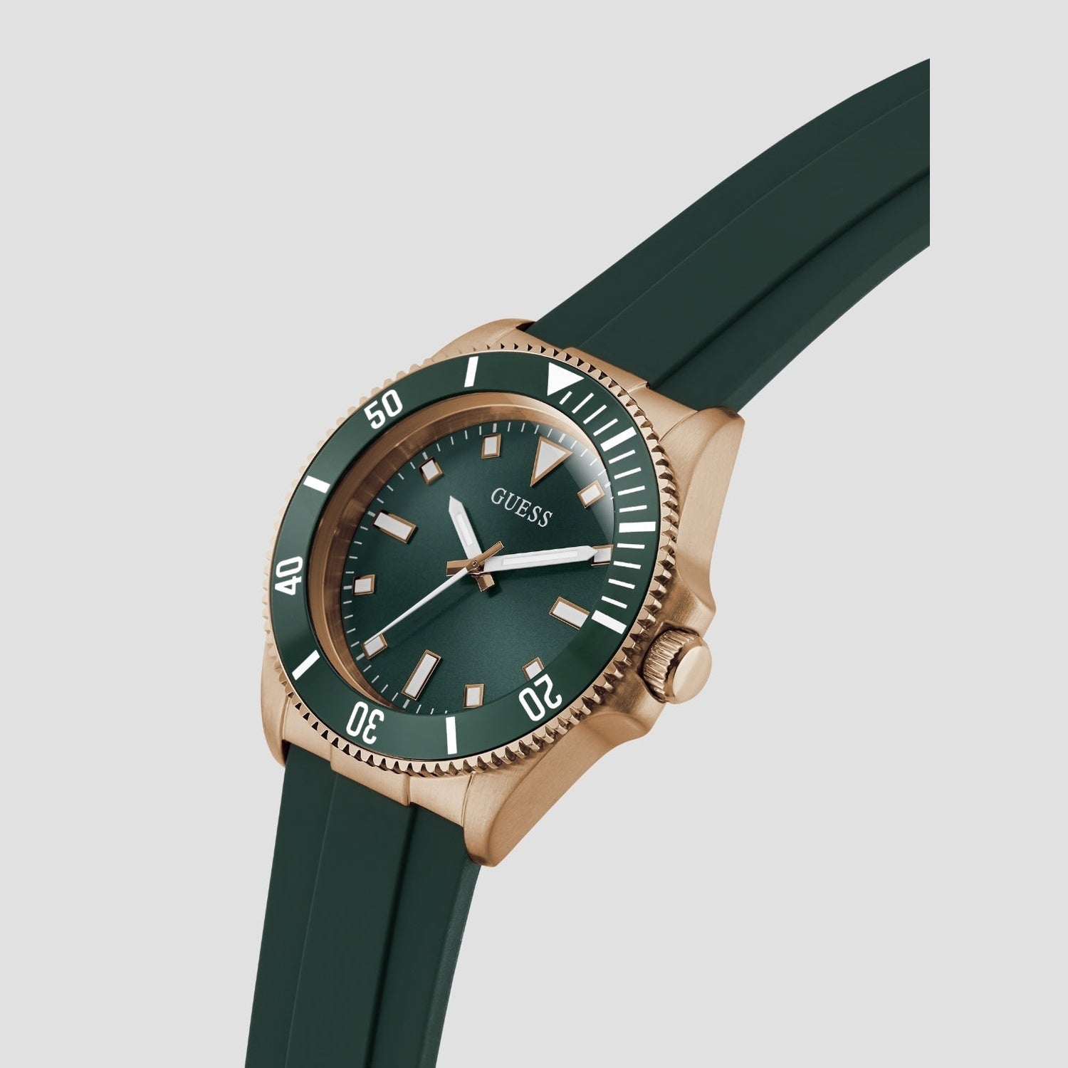 Men Quartz Green Dial Analog Silicone Watch GW0969G5