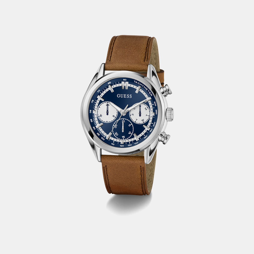 Men Quartz Blue Dial Chronograph Leather Watch GW0972G1