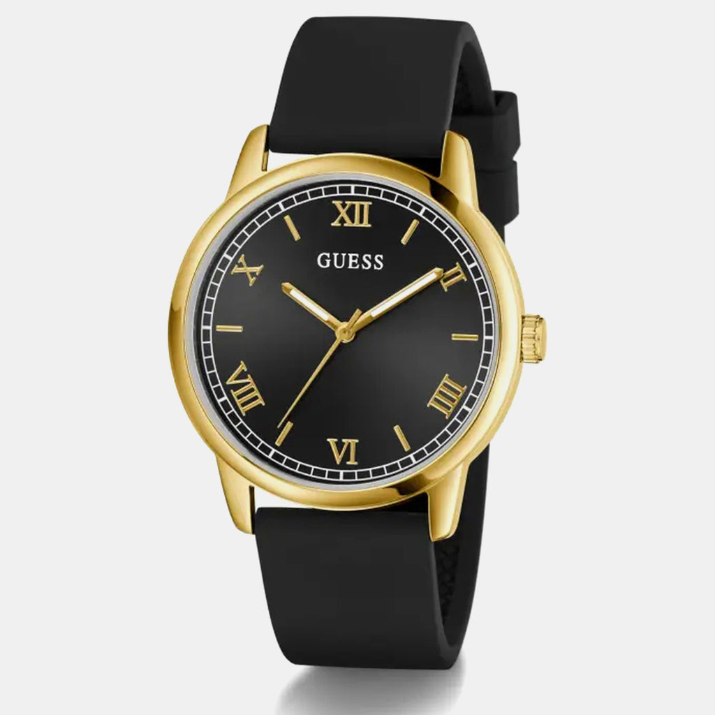 Men Quartz Black Dial Analog Silicone Watch GW0973G2