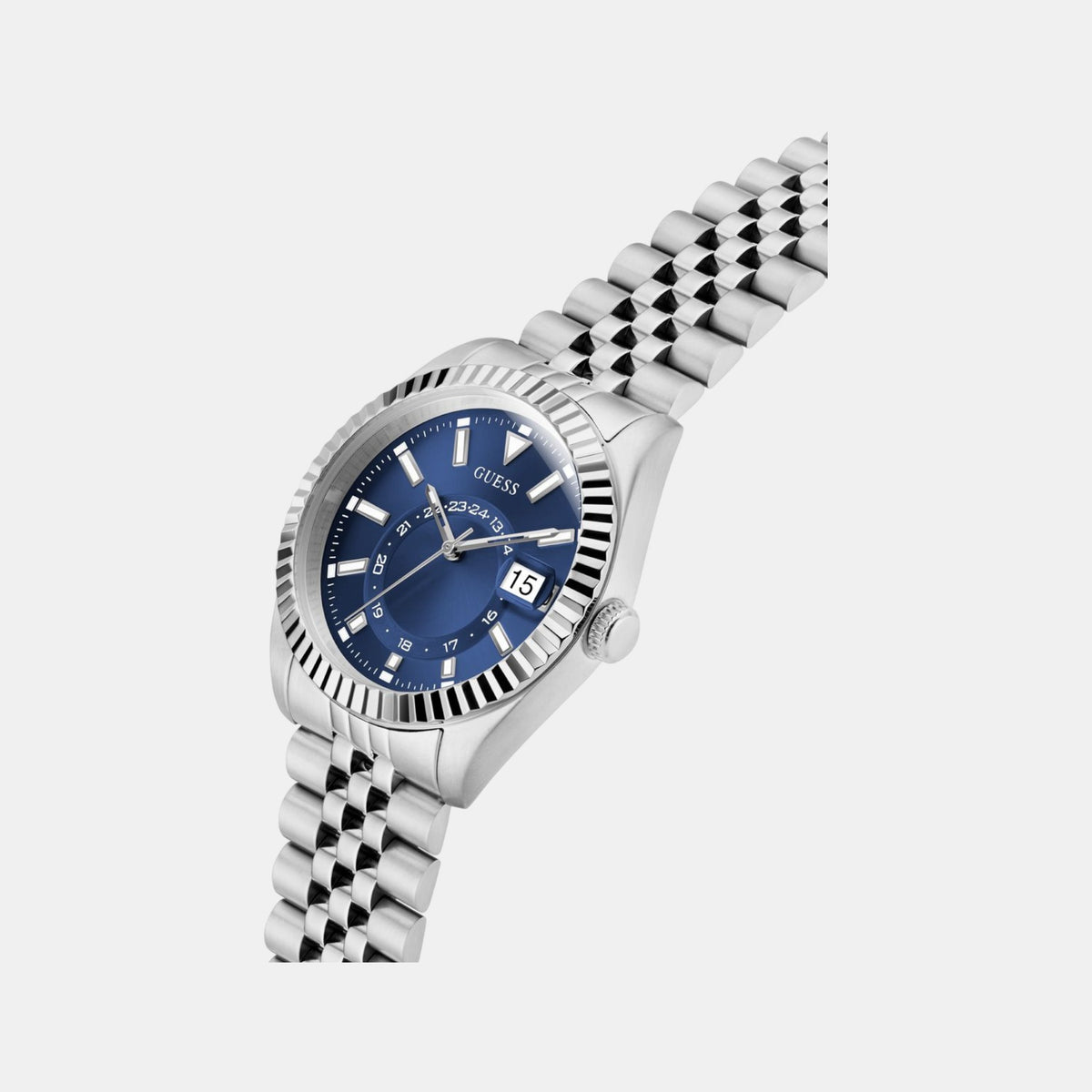 Gd Jaden Men Quartz Blue Dial Analog Stainless Steel Watch Gw0977G1