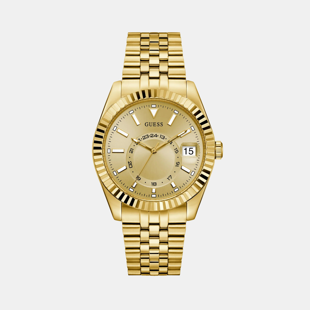 Gd Jaden Men Quartz Champagne Dial Analog Stainless Steel Watch Gw0977G2