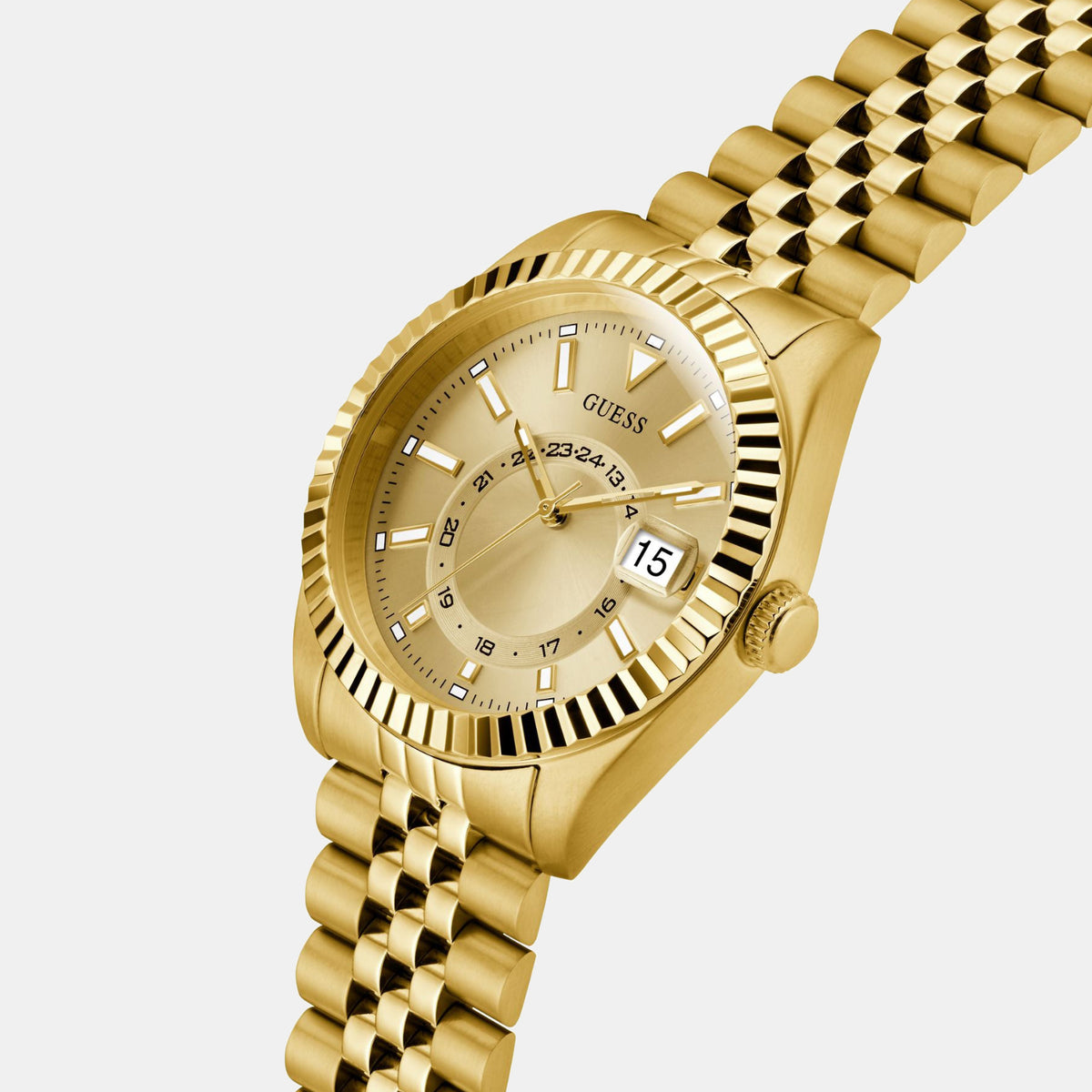 Gd Jaden Men Quartz Champagne Dial Analog Stainless Steel Watch Gw0977G2