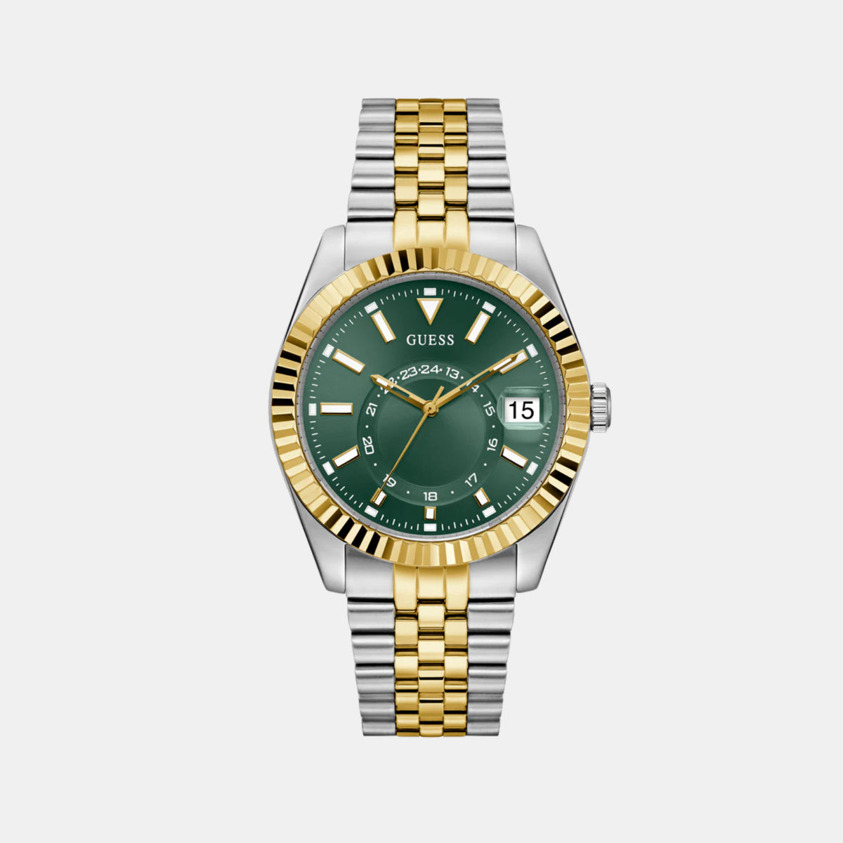 Gd Jaden Men Quartz Green Dial Analog Stainless Steel Watch Gw0977G4