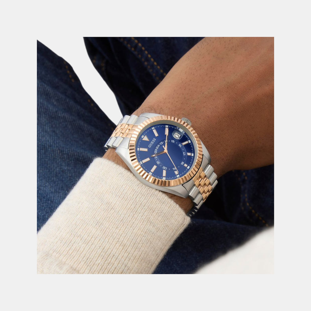 Dress Men Quartz Blue Dial Analog Recycled Steel Watch GW0977G5