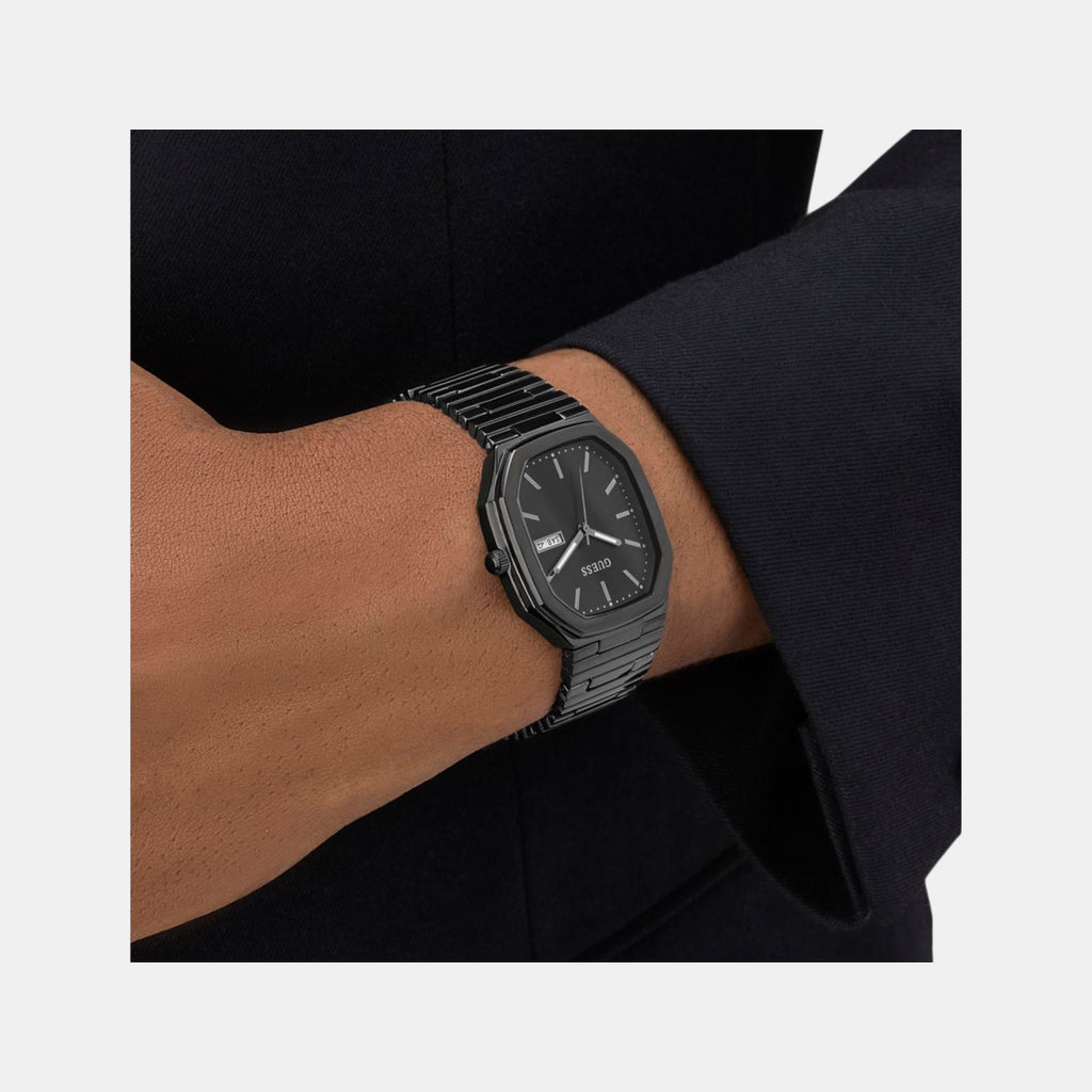 Dress Men Quartz Black Dial Analog Recycled Steel Watch GW0978G4