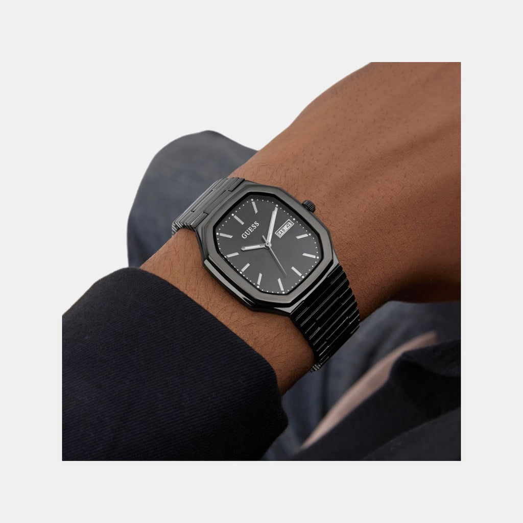 Dress Men Quartz Black Dial Analog Recycled Steel Watch GW0978G4