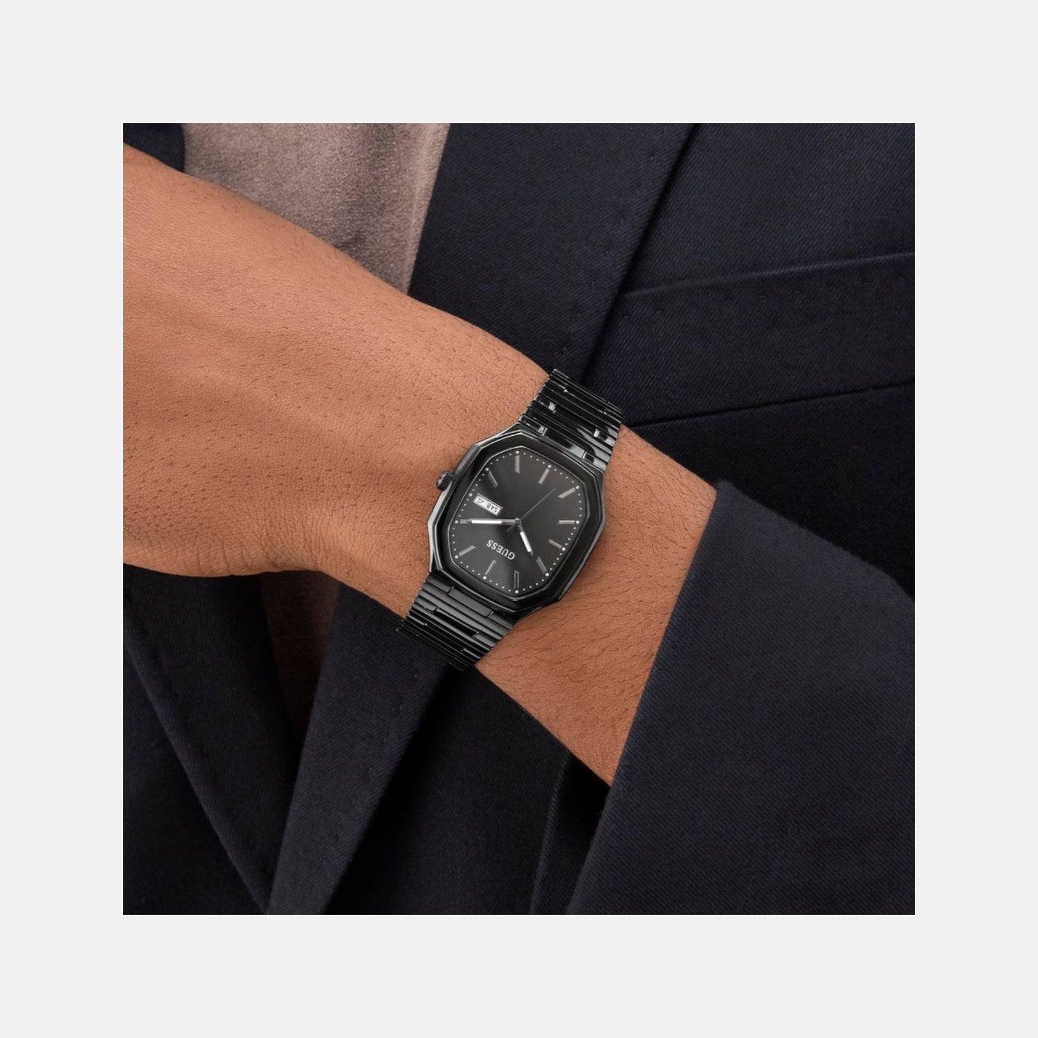 Dress Men Quartz Black Dial Analog Recycled Steel Watch GW0978G4