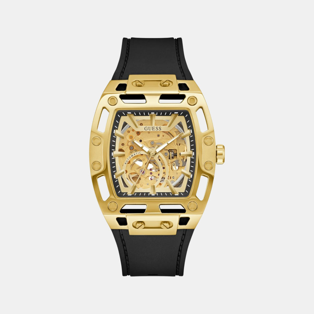 Dress Men Automatic Champagne Dial Analog Silicone Watch GW0980G2