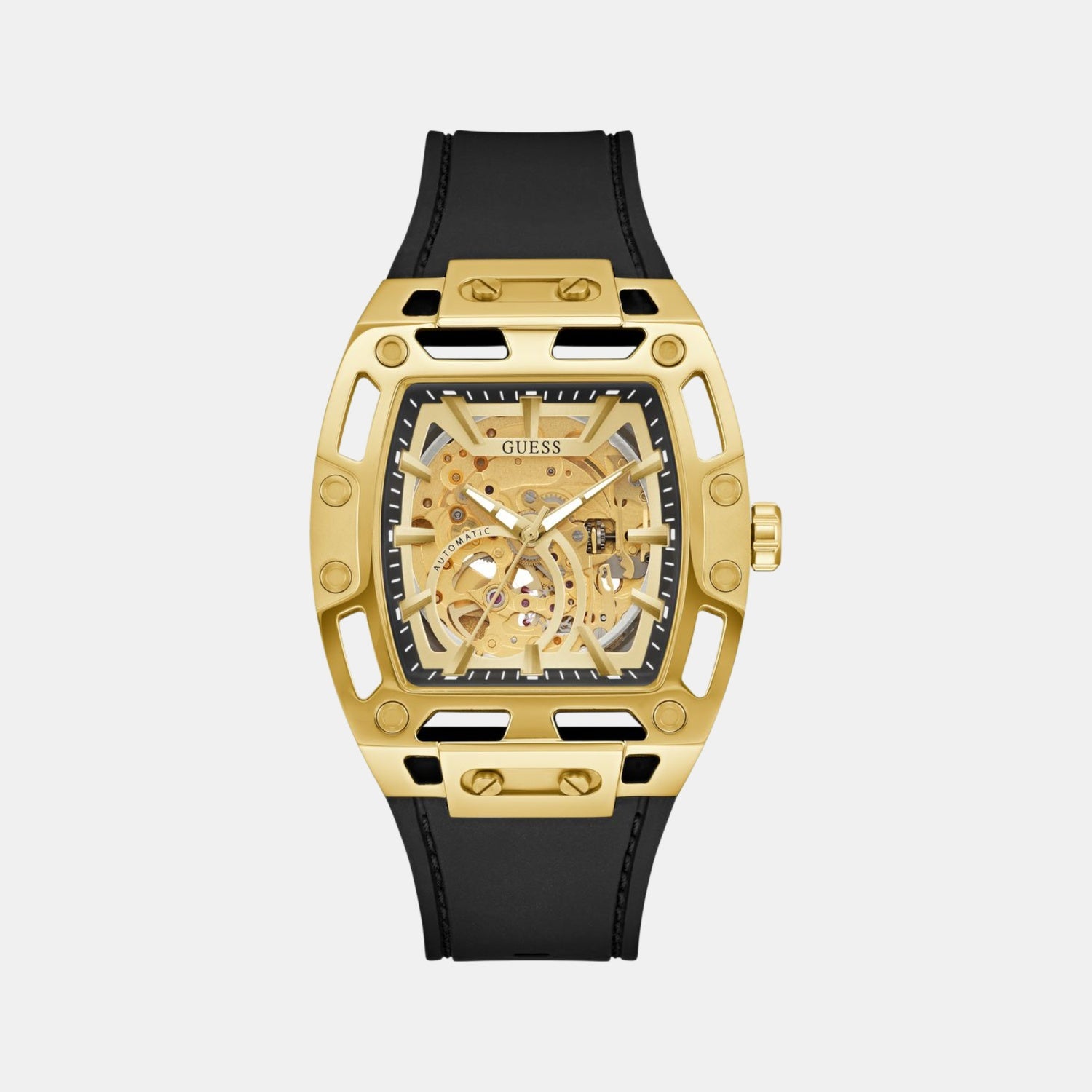 Dress Men Automatic Champagne Dial Analog Silicone Watch GW0980G2