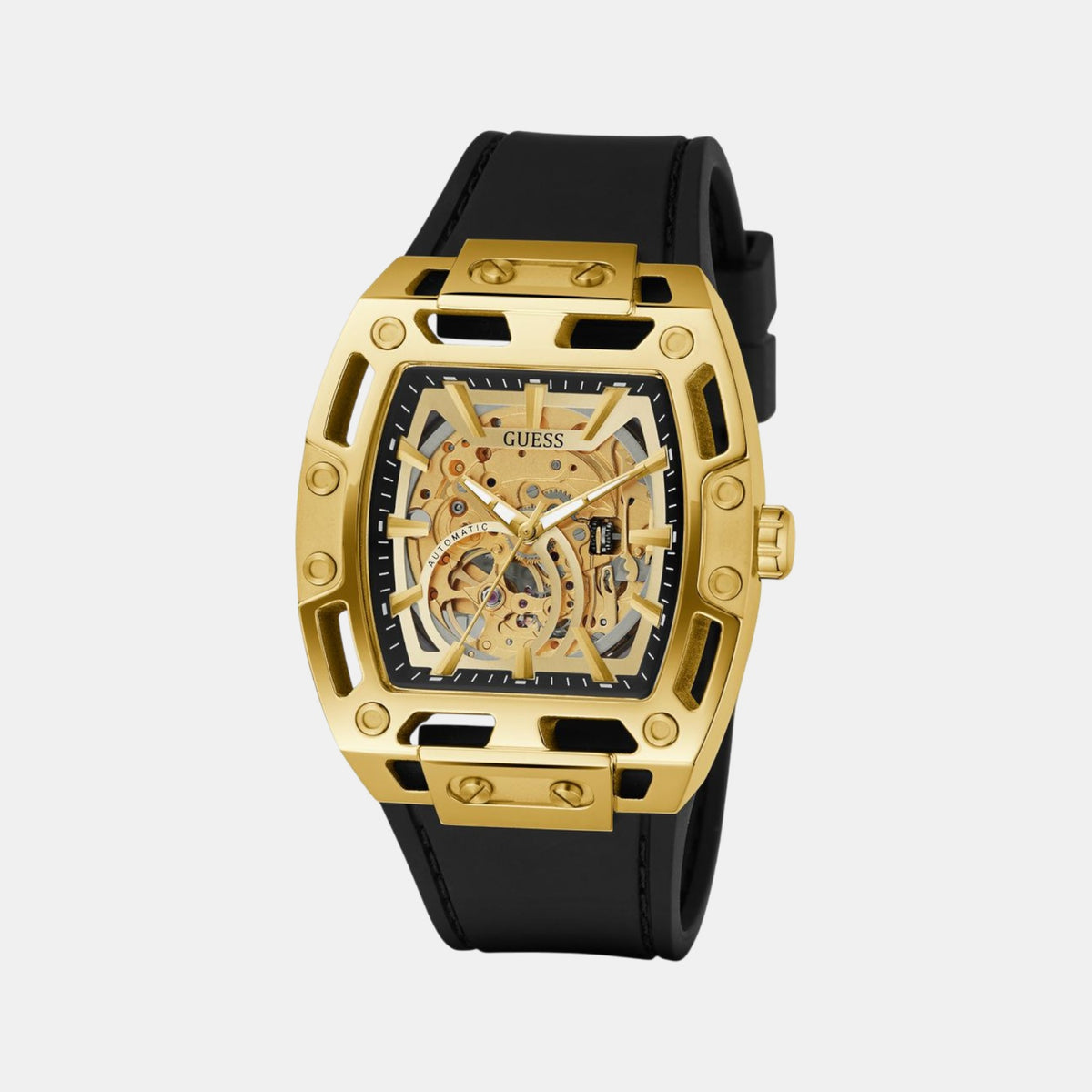 Gd Phoenix Men Automatic Champagne Dial Analog Silicone Watch Gw0980G2