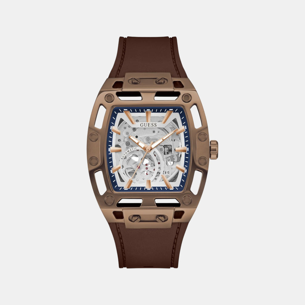 Dress Men Automatic Silver Dial Analog Silicone Watch GW0980G3