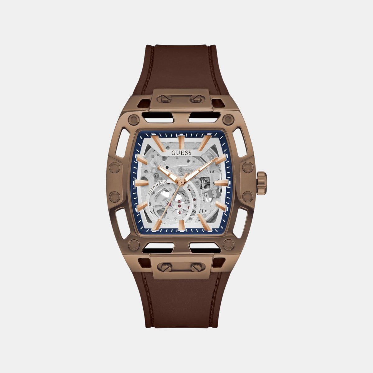 Gd Phoenix Men Automatic Silver Dial Analog Silicone Watch Gw0980G3