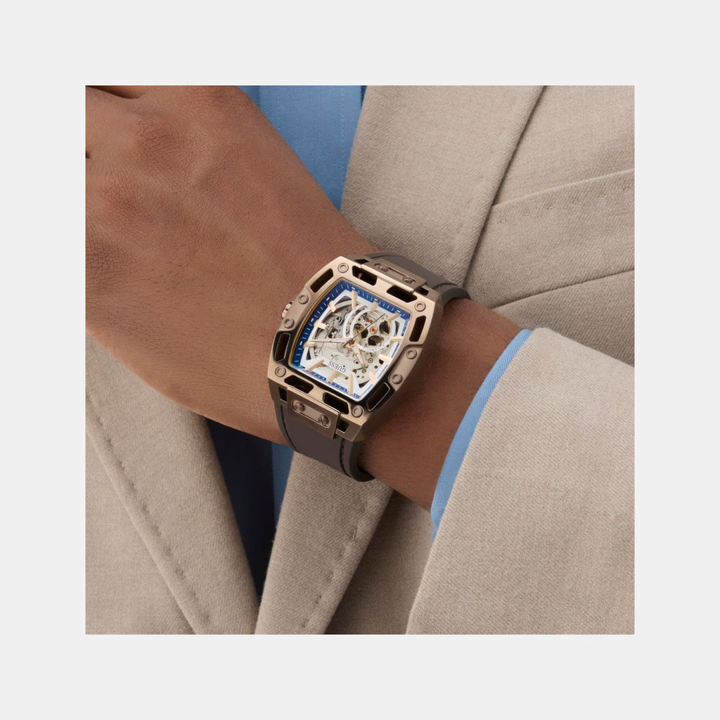 Dress Men Automatic Silver Dial Analog Silicone Watch GW0980G3