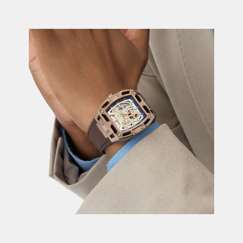 Dress Men Automatic Silver Dial Analog Silicone Watch GW0980G3