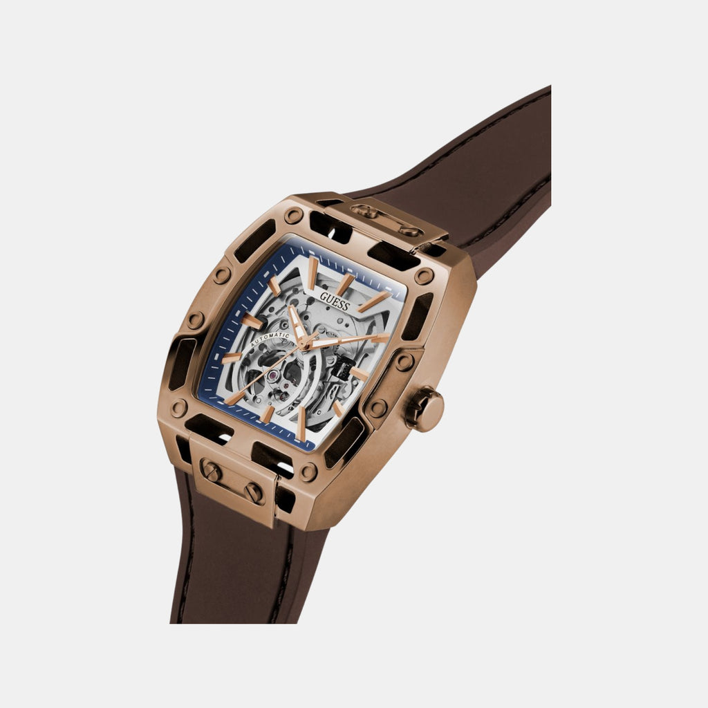 Dress Men Automatic Silver Dial Analog Silicone Watch GW0980G3