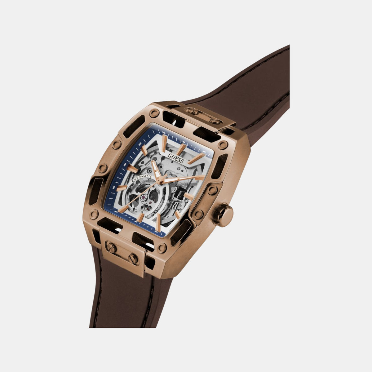 Gd Phoenix Men Automatic Silver Dial Analog Silicone Watch Gw0980G3