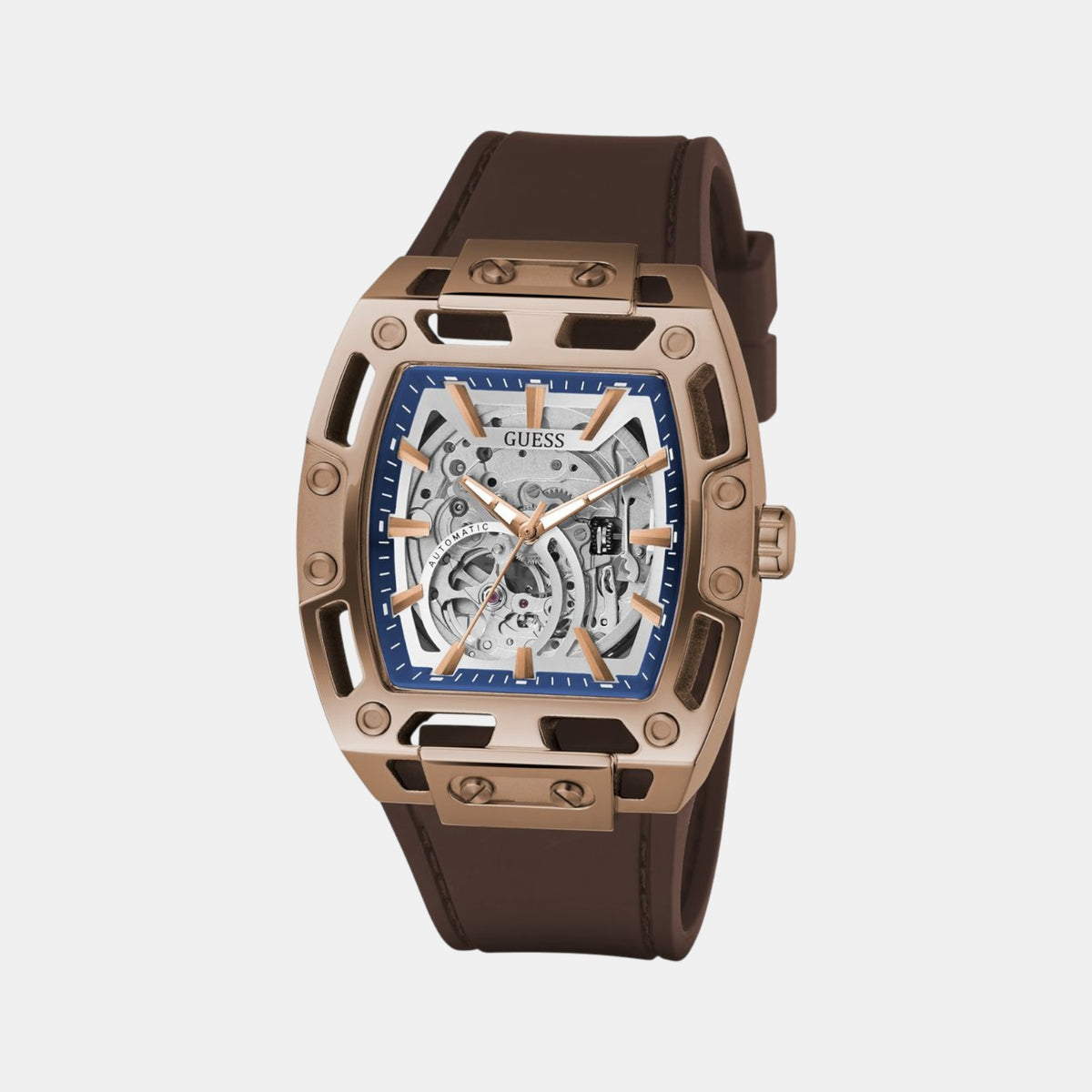 Gd Phoenix Men Automatic Silver Dial Analog Silicone Watch Gw0980G3