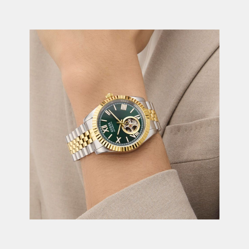 Guess Dress Men Automatic Green Dial Analog Stainless Steel Watch GW0984G4