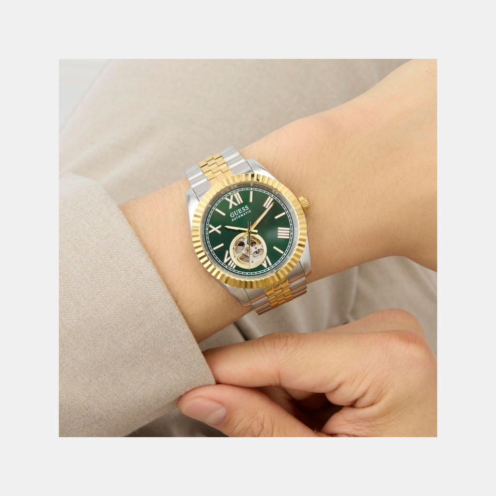 Guess Dress Men Automatic Green Dial Analog Stainless Steel Watch GW0984G4