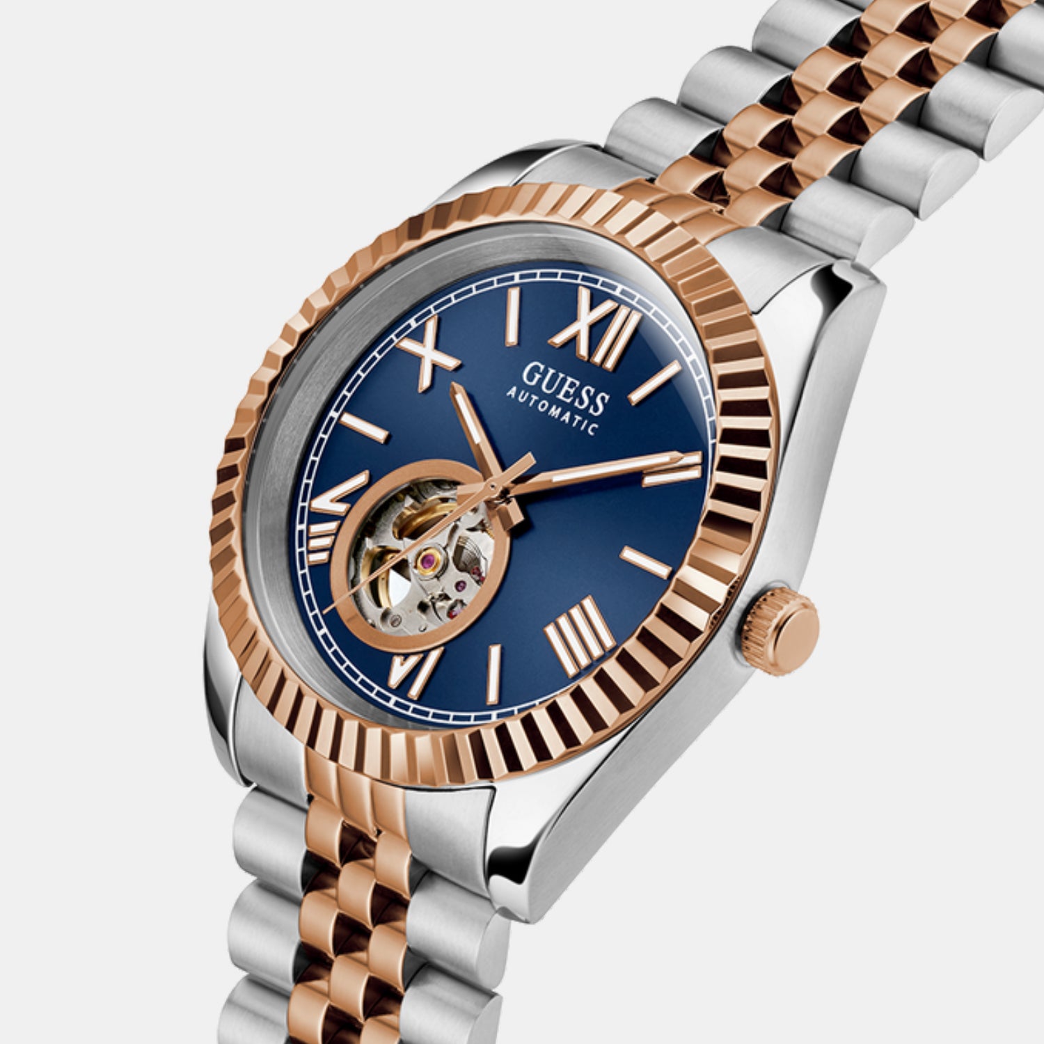 Dress Men Automatic Blue Dial Analog Recycled Steel Watch GW0984G5